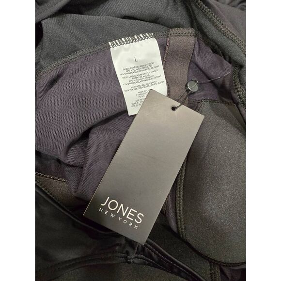 Jones New York Black One Piece Swimsuit L NWT $75 Cross Back Built-In Bra - Picture 3 of 10